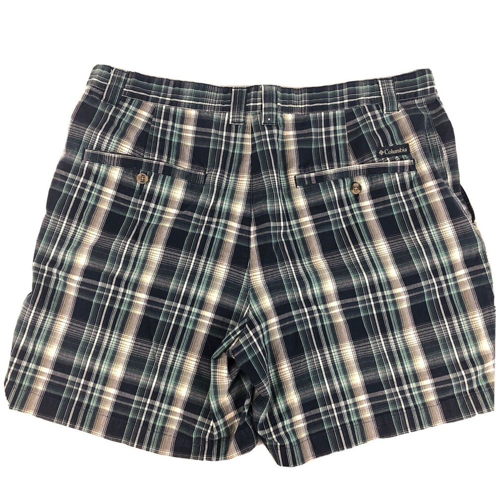 Columbia Sportswear Men's Blue Plaid Casual Golf Shorts Size 38 X 9" Inseam